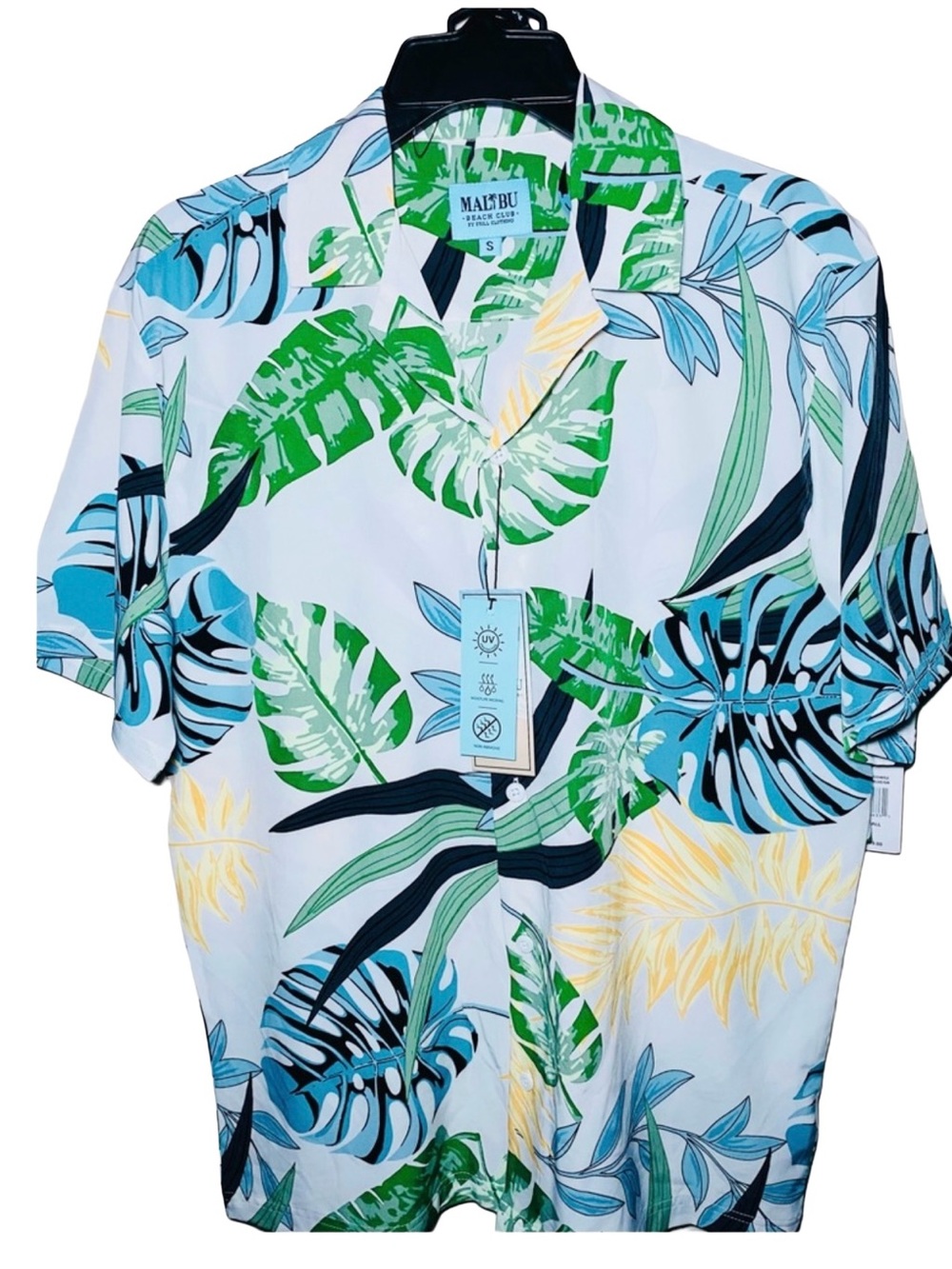 Exclusive Malibu Beach Club Mens S Button Down‎ S/S shirt w/Matching Shorts